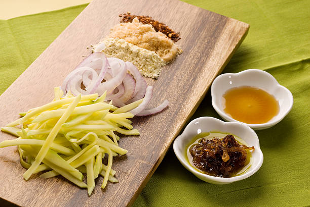 onions, green chilies, ginger-garlic paste